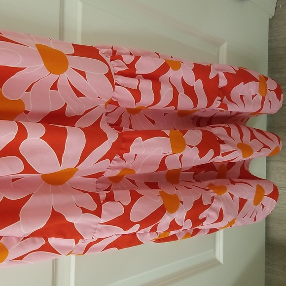 BTFBM Bright & Vibrant Medium Floral One Shoulder Flowy Summer Maxi Dress - Picture 8 of 12